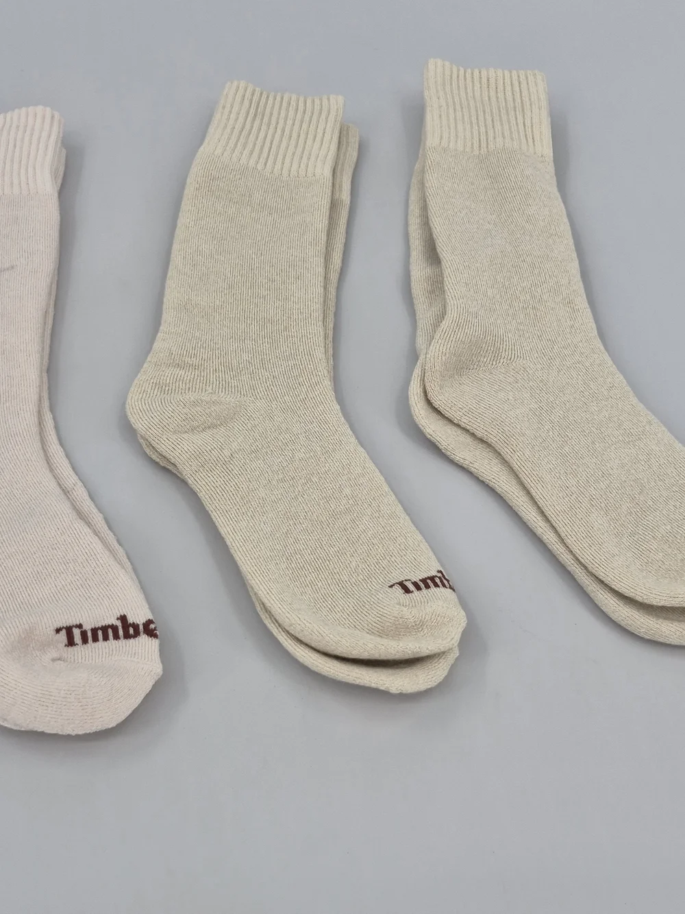 Timberland Unisex Cushioned Crew Socks 4 Pairs - Wool Blend, Light Brown Medium